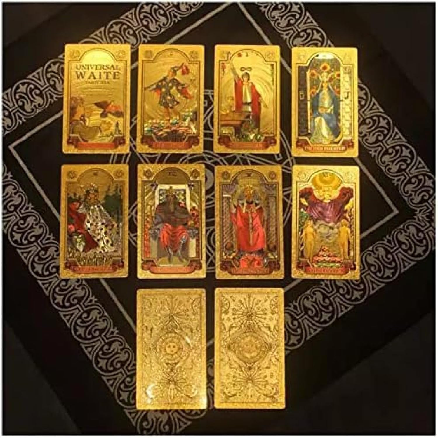 Jeu De Tarot Classique avec Guide, Jeu De Cartes De Tarot De Luxe en Feuille D’Or Anti-Rides Imperméable en PVC pour Les Débutants Et Les Lecteurs Experts, Cartes De Tarot avec des Signific