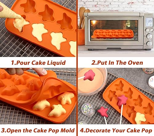 Miniatura 5 de Webake Molde de pastel con forma de fantasma para Halloween, 50 palitos de Halloween, kit de moldes de silicona para decoración de pasteles,