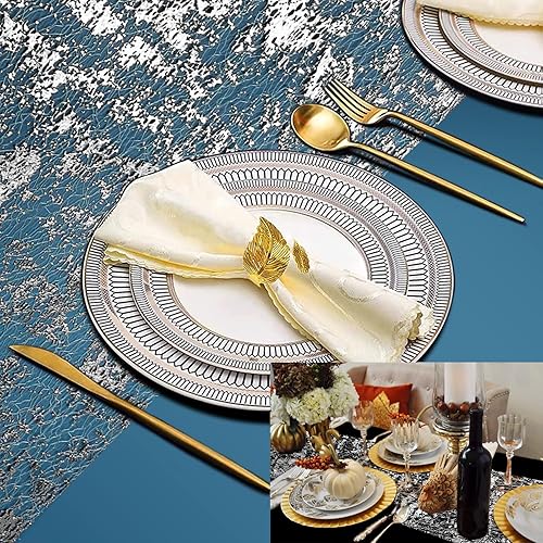 Miniatura 2 de VIJIV Camino de mesa plateado de 11 pulgadas x 50 pies, camino de mesa brillante para fiesta, centro de mesa, decoración para boda, recepción,