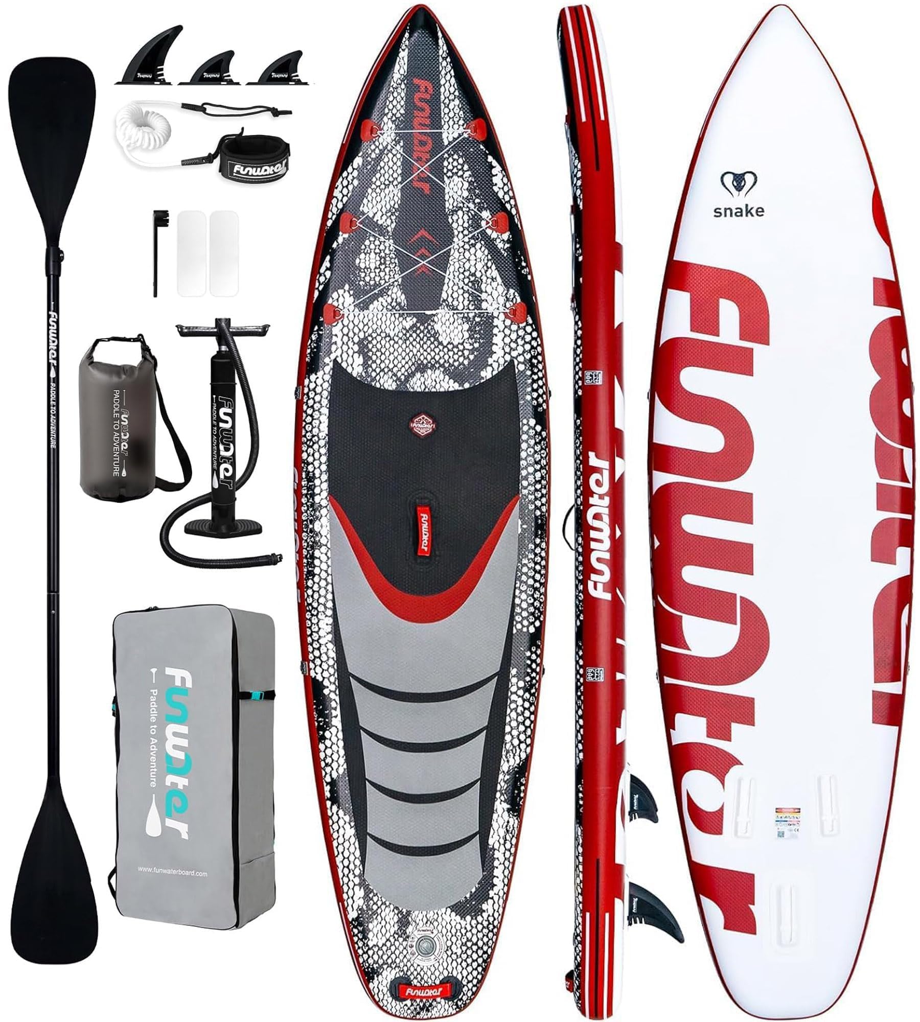 FunWater Tavola Gonfiabile Con Pinne,Guinzaglio Di Sicurezza,Pompa A Mano,Pagaia,Zaino Sup,Per Adulti E Ragazzi Di Tutti I Livelli