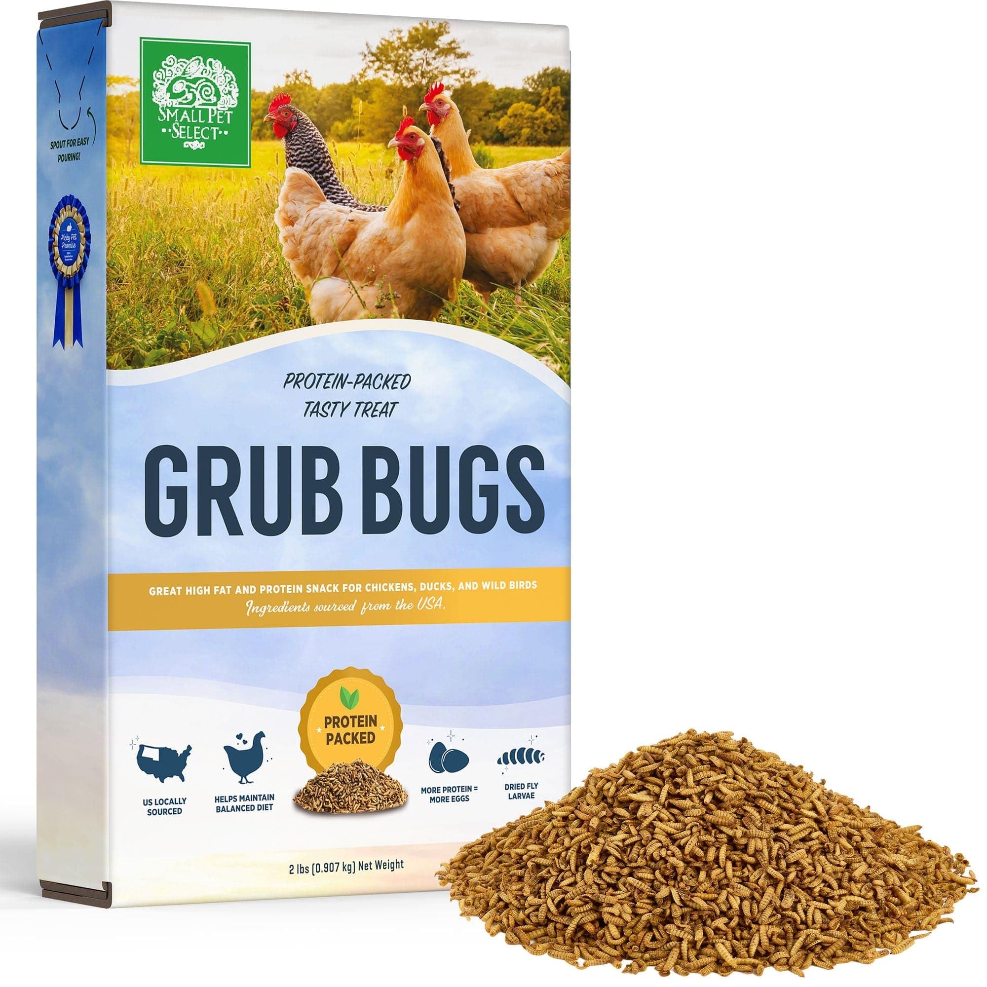 Small Pet Select Grub Bugs, Black Soldier Fly Larvae, Non-GMO, Locally Sourced PNW, 2 lb