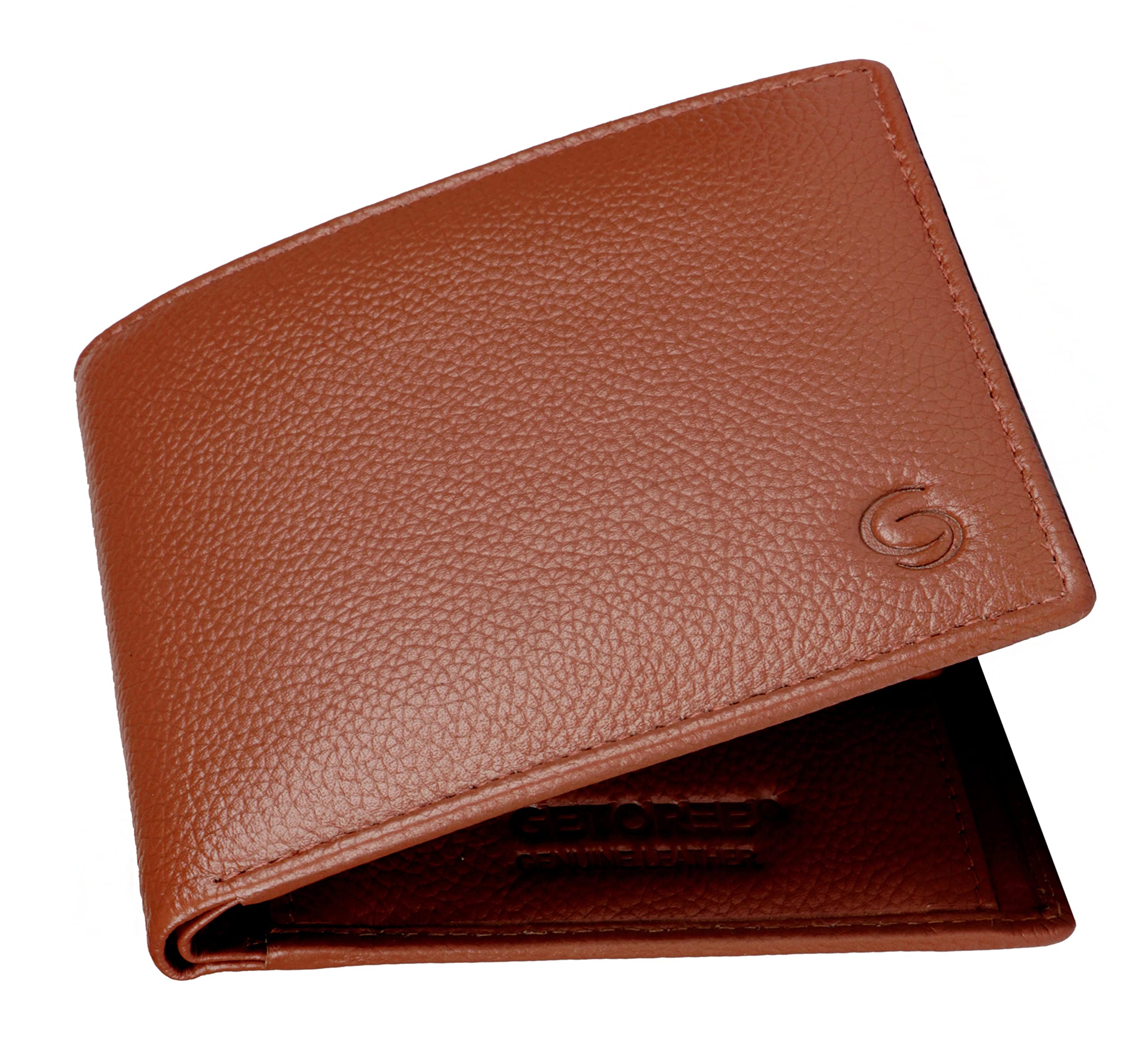 GETOREEFlorence RFID Blocking Leather Men's Wallet, RUST BROWN, Contemporary