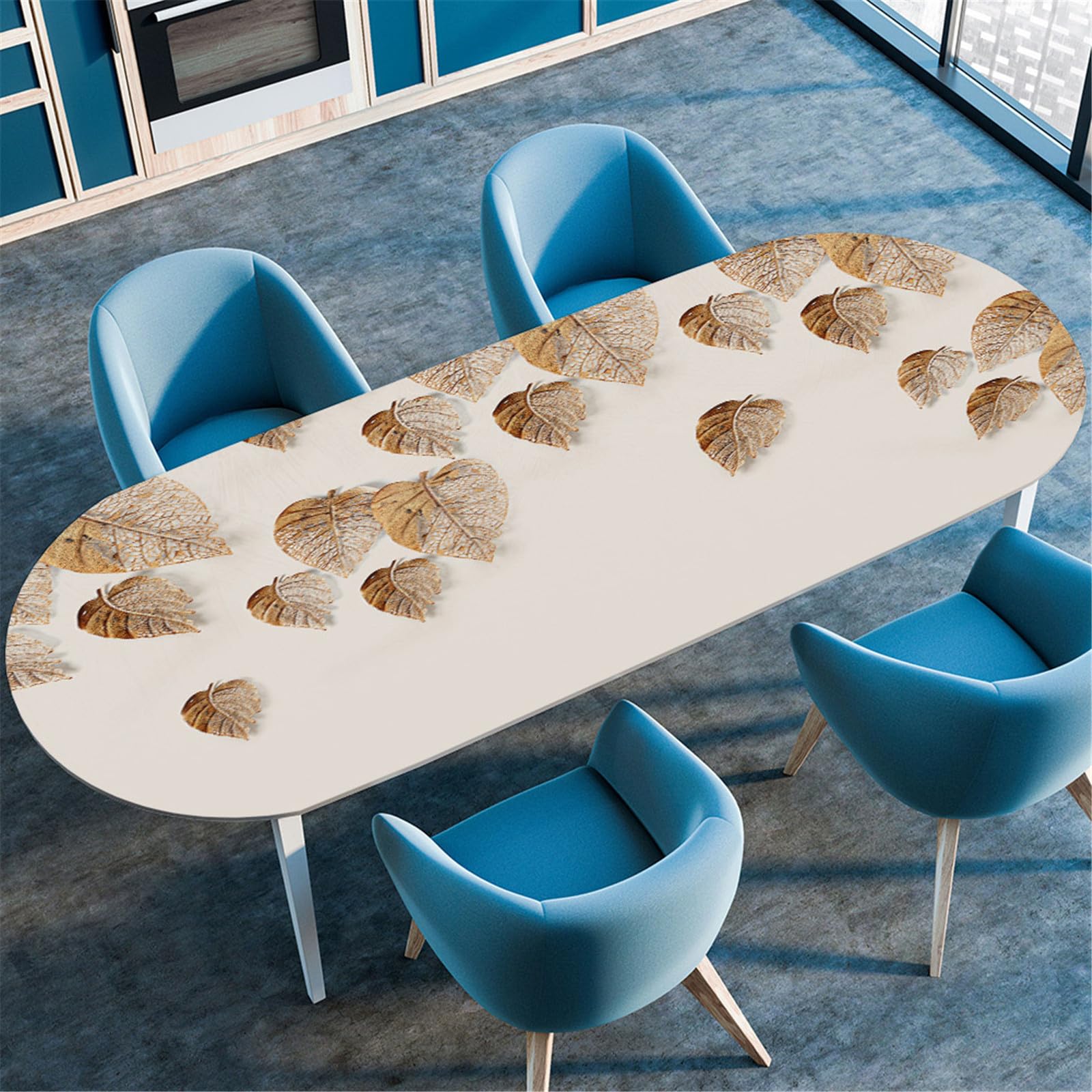 Odot Nappe De Table Ovale En Anti Tache Intérieur Extérieur 3D Nappe Ovale Avec Bord Élastique Imperméable Couverture De Table Pour Maison Cuisine