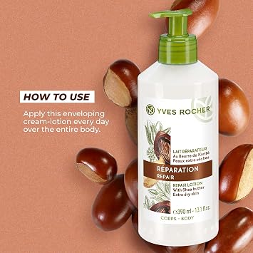 Yves Rocher Repair Lotion for Extra Dry Skin | Hand and Body Lotion to Repair & Nourish |13.1 fl oz