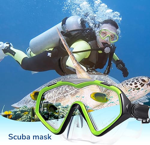 Miniatura 8 de Máscara de buceo profesional, lente ultra transparente con visión amplia, máscara de esnórquel de vidrio templado, máscara antifugas, máscara de