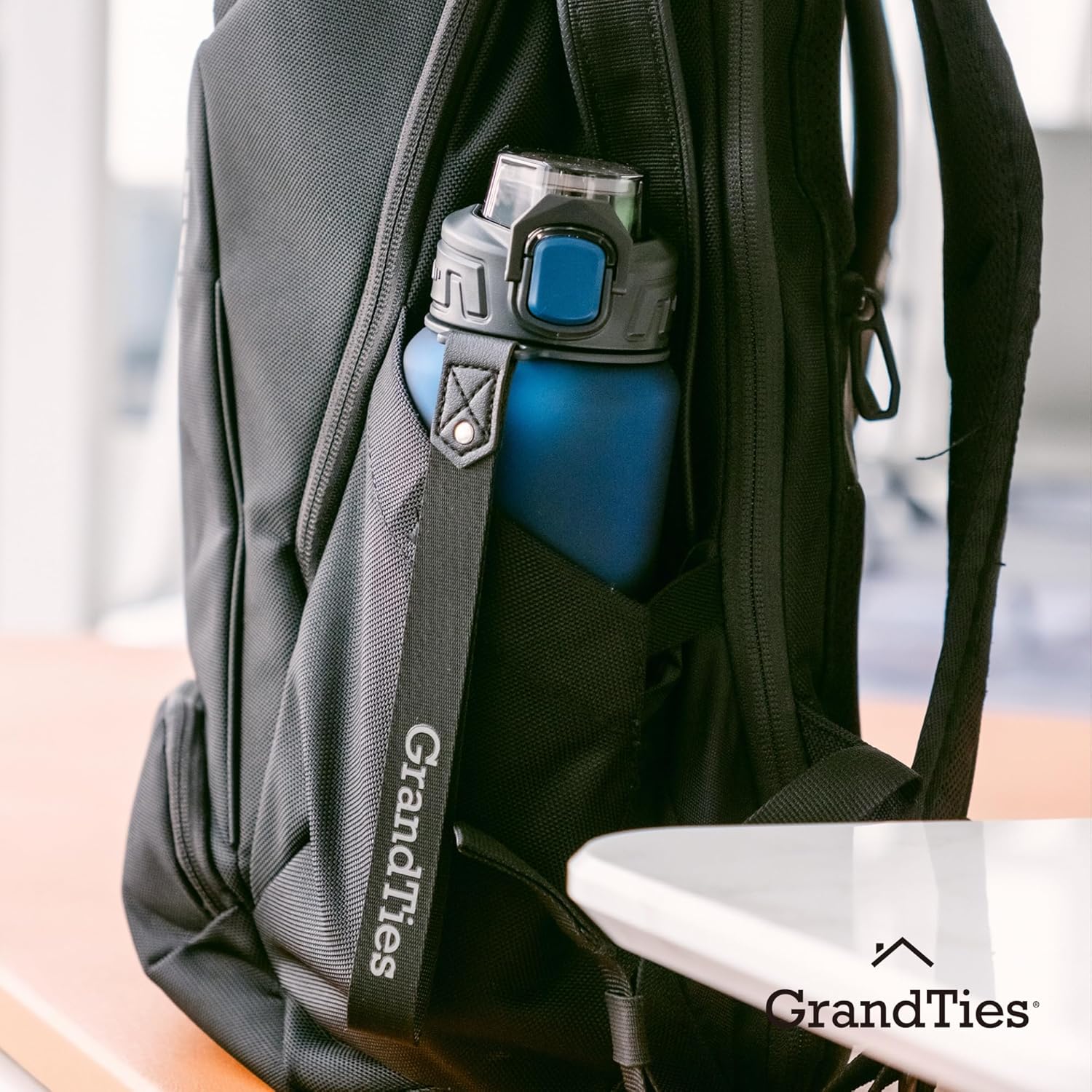 GRANDTIES Sports Tritan Plastic Water Bottle with Straw, Removable – Leakproof BPA Free Dishwasher Safe Travel Water Bottle with Strap for Gym, Outdoor, Fitness (Frosted Navy, 28oz (800mL)) - Image 8