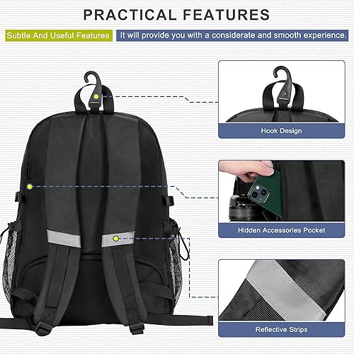 Miniatura 6 de Mochila de tenis para hombres y mujeres, gran capacidad para 2 raquetas con compartimento ventilado para zapatos y bolsillo aislado