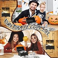 Vista 5 de Hanaive 100 piezas de monedas piratas de plástico, monedas falsas de juego, réplicas de doblones españoles para cofre del tesoro de fiesta pirata