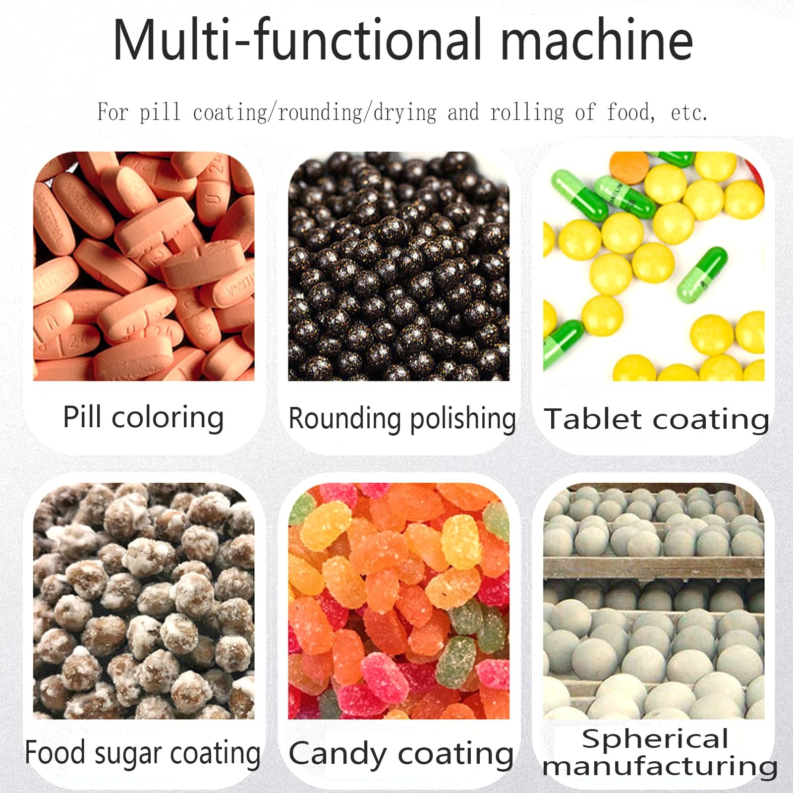 Genérico Máquina automática de Recubrimiento de tabletas de Acero Inoxidable Recubridor automático 4 kg/H Recubridor de Chocolate Pulido Recubridor Secado de Recubrimiento de Bolas de azúcar