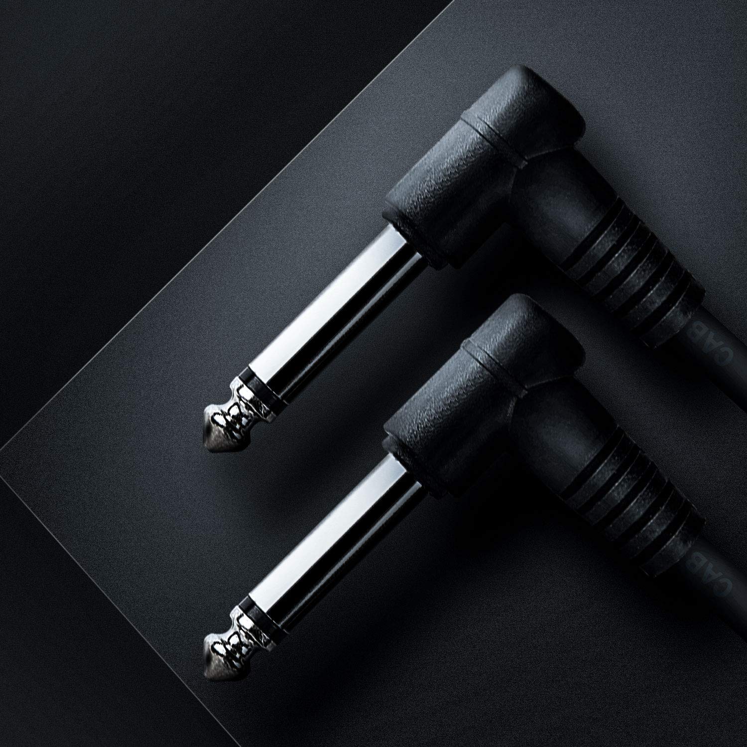 Close-up view of the right-angle plugs