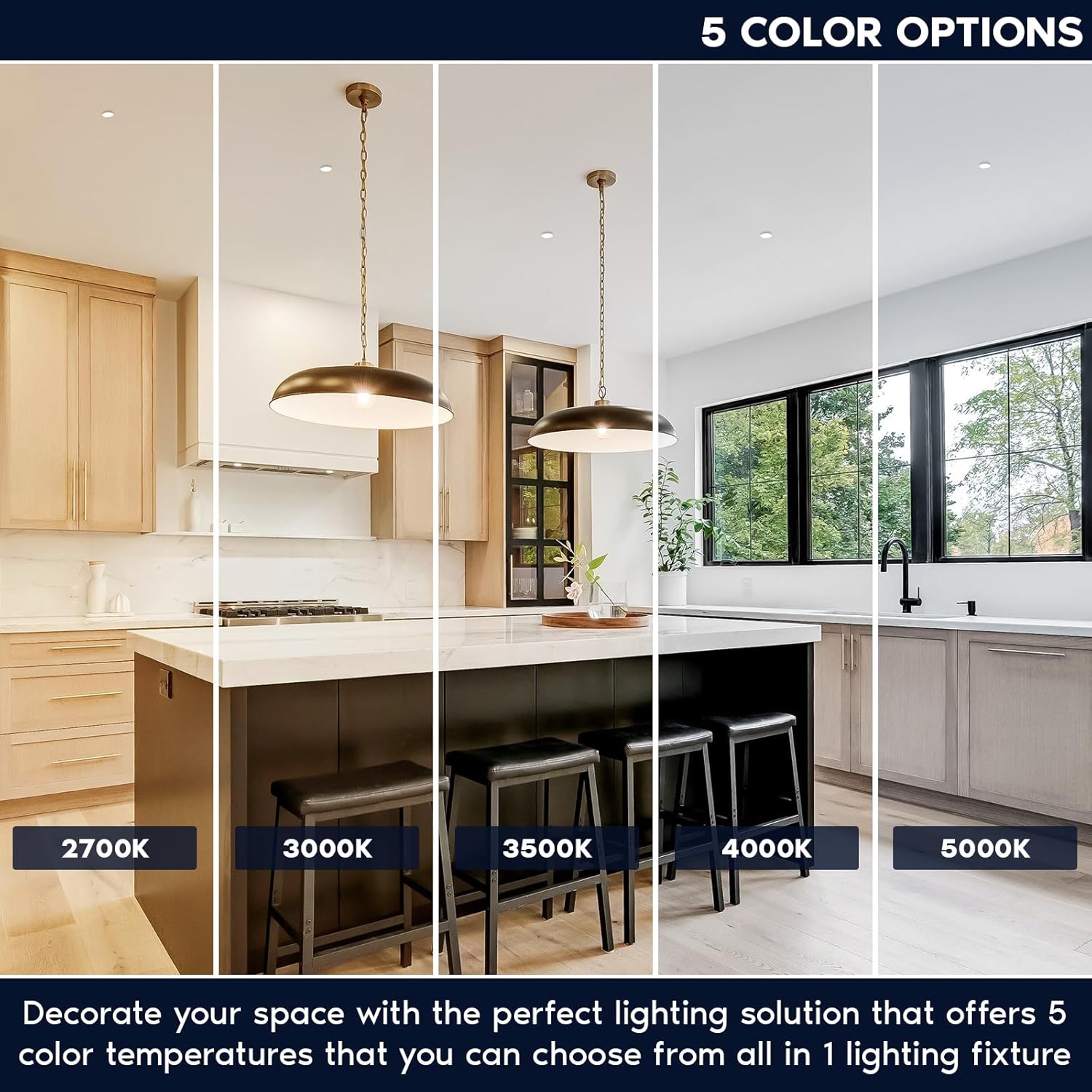 LUXRITE 1 Inch LED Trimless Recessed Spotlight, 10W, 850LM, 5CCT Selectable 2700K-5000K, 38° Beam Angle, Dimmable, Push-n-Lock Spotlight, CRI 90, Damp & IC Rated, Plaster Downlight, ETL White