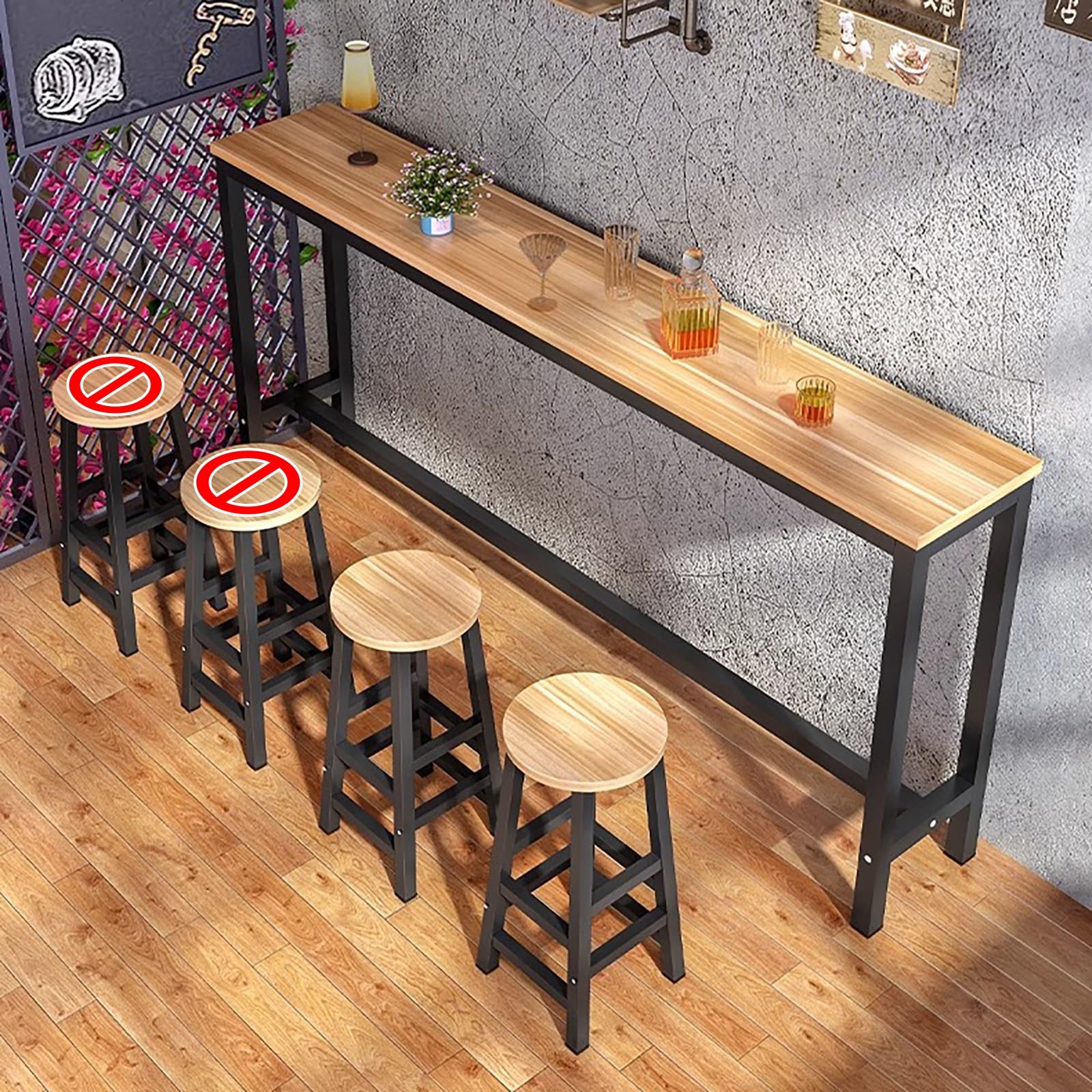Mały zestaw stolików barowych, nowoczesny, prostokątny, wąski stolik pomocniczy z drewna do kuchni, kawiarni (oryginalne drewno, 47,2 x 11,8 x 39,4 cala)