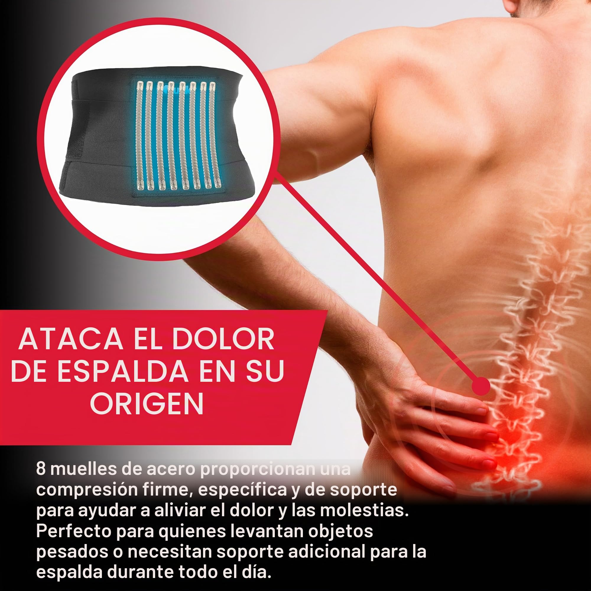 Mueller - Soporte trasero ajustable, color negro, talla única