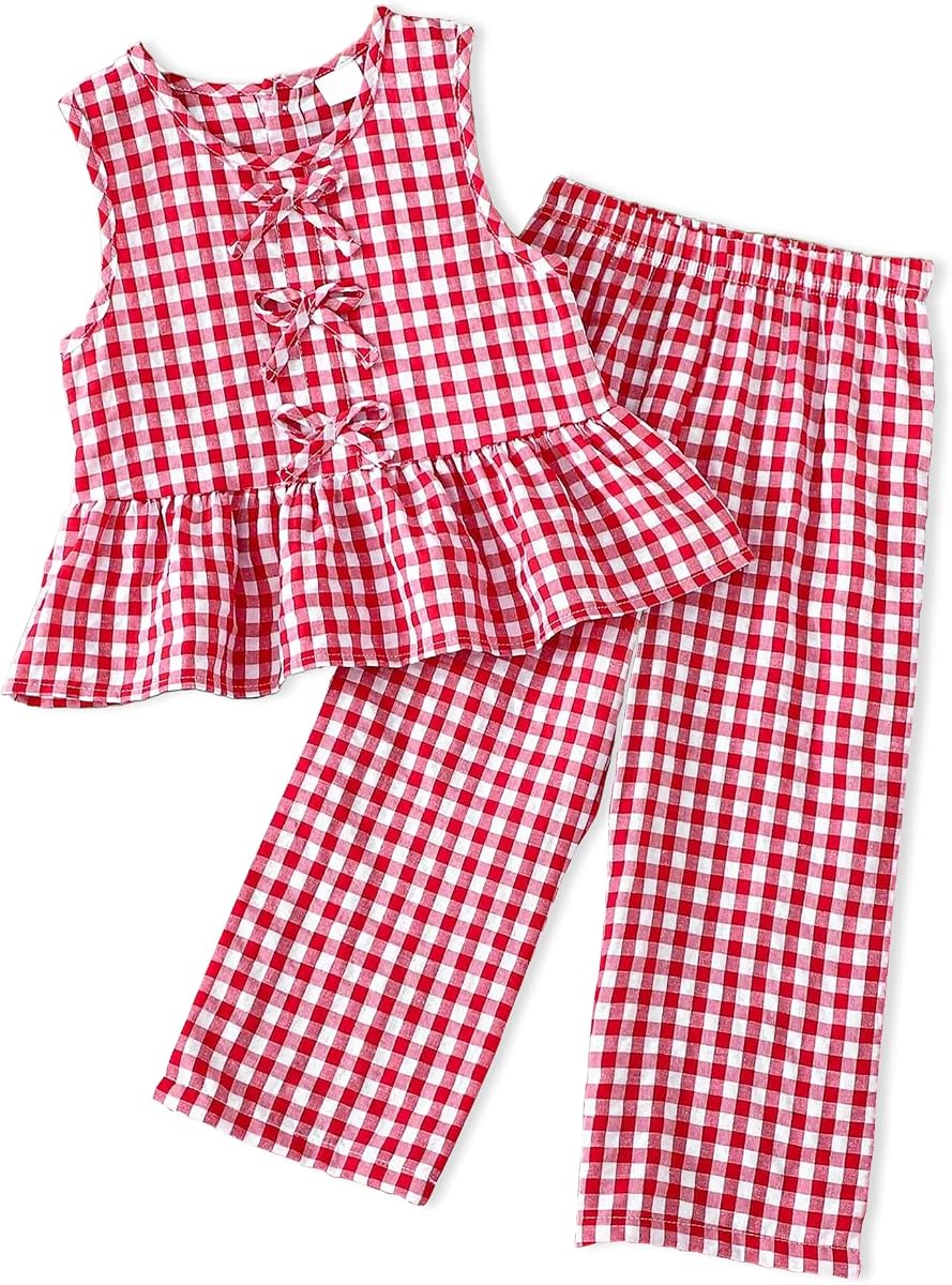 Doresbebe Toddler Girl Clothes Baby Girl Clothing Summer Outfit 2-6 Year Little Matching Sleeveless Top Long Pants Set 2Pcs