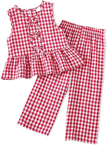 Doresbebe Toddler Girl Clothes Baby Girl Clothing Summer Outfit 2-6 Year Little Matching Sleeveless Top Long Pants Set 2Pcs