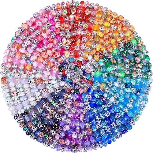 200 piezas de cuentas de hadas de agujero grande para jardín, cuentas espaciadoras de cristal de agujero grande para manualidades europeas de