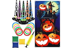 Halloween Bean Bag Toss Games with Inflatable Witch Hats and Rings