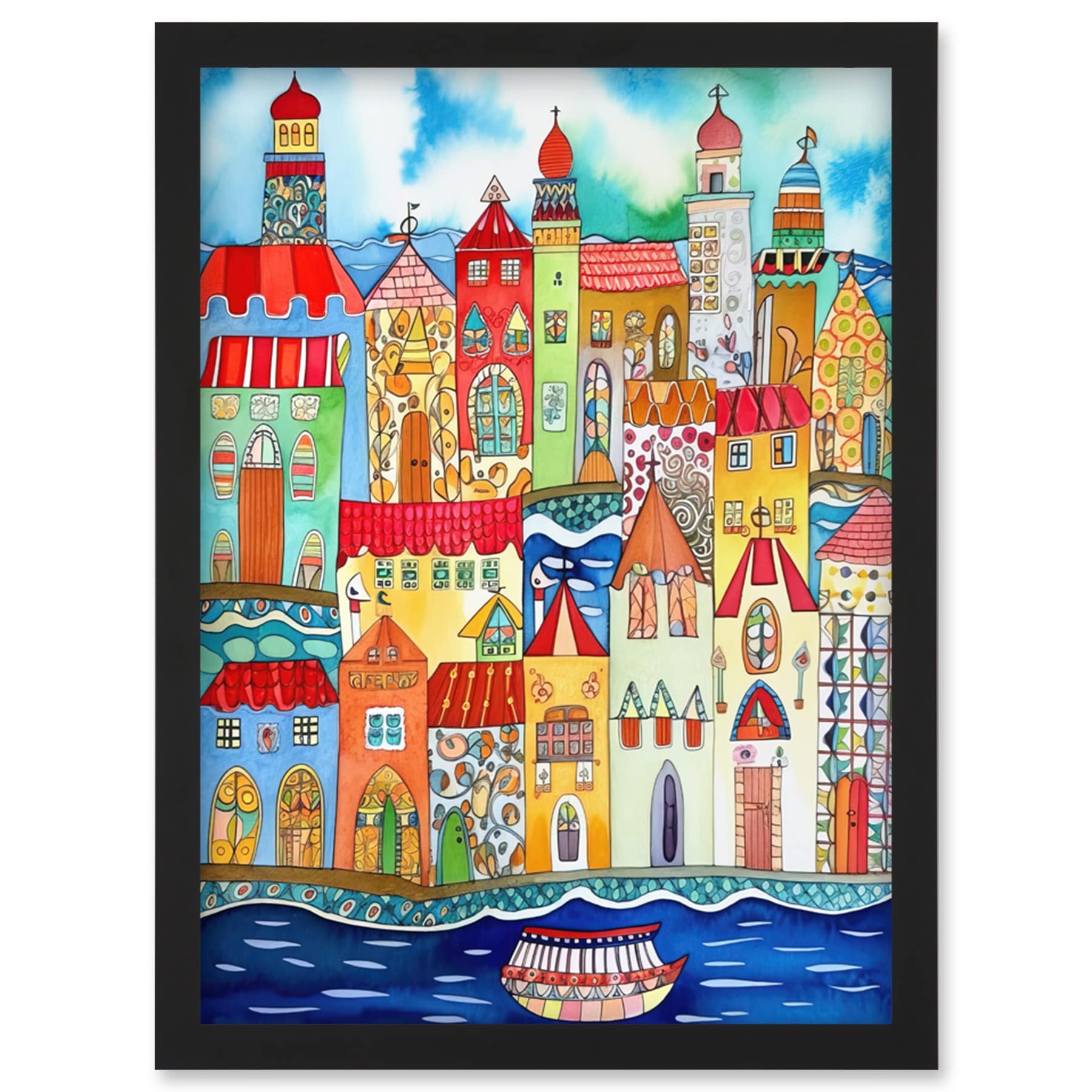 Artery8 Tangier Morocco Folk Art Artwork Framed Wall Art Print A4