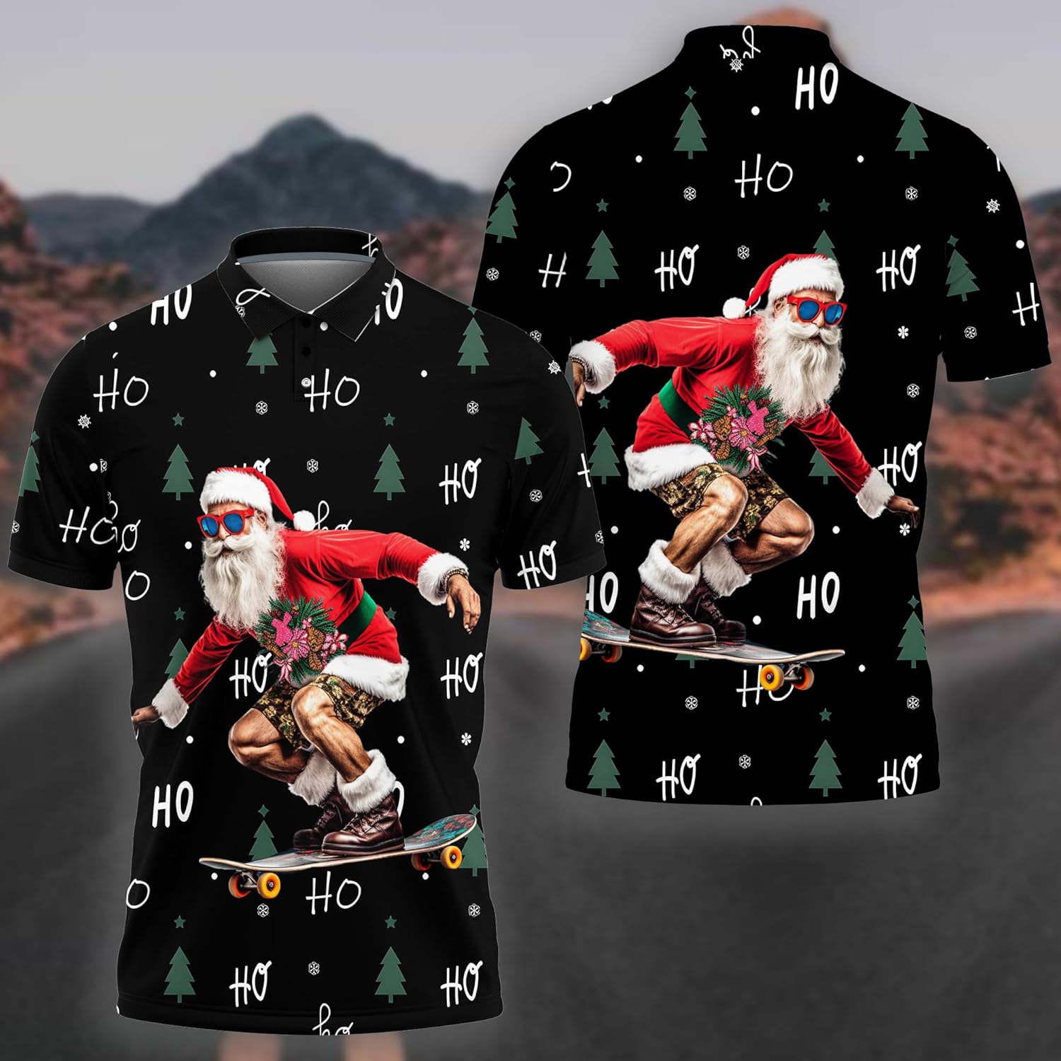 Christmas in July Polo Shirts for Men-Tropical Christmas Golf Moisture Dry Fit Short Sleeve Shirts S39