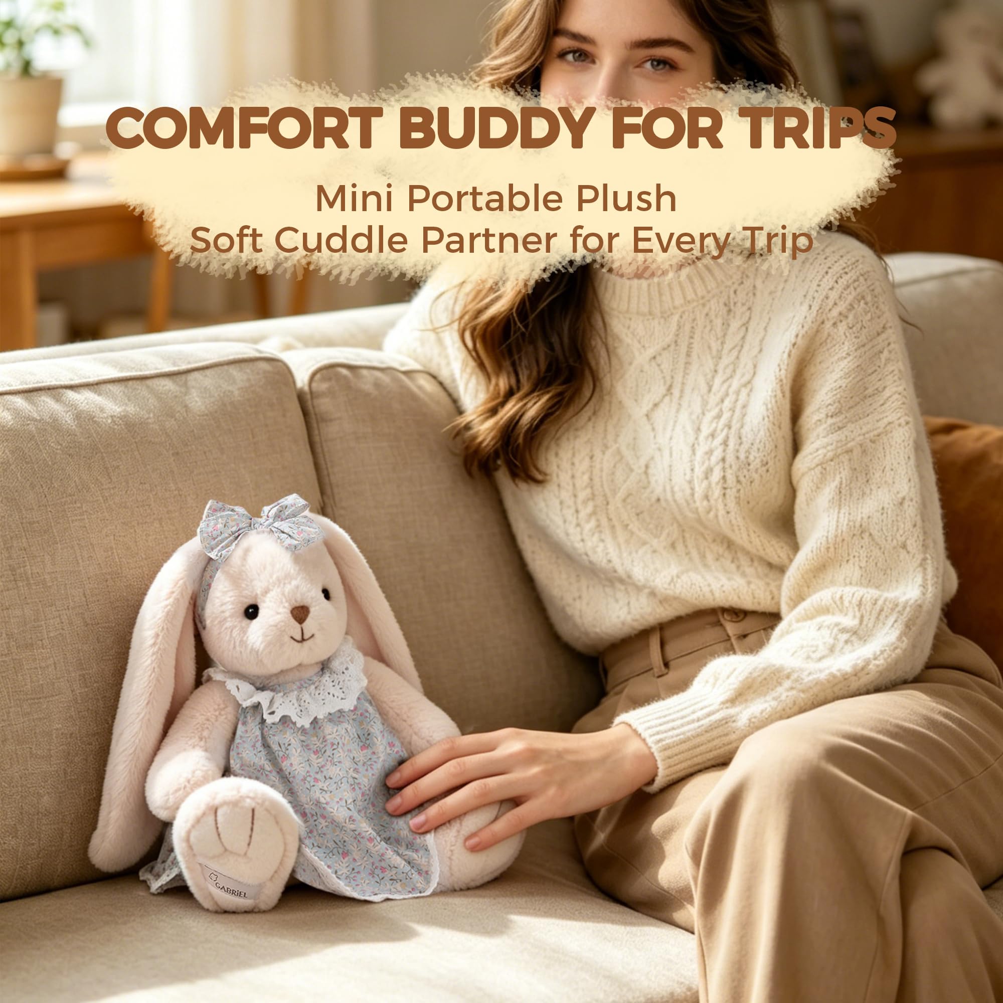 GABRIEL Plush Bunny Rabbit 30cm, Super Soft Cuddly Toy Teddy Stuffed Animal, Cuddly Plushie Toy with Fluffy Soft Ears - Image 6