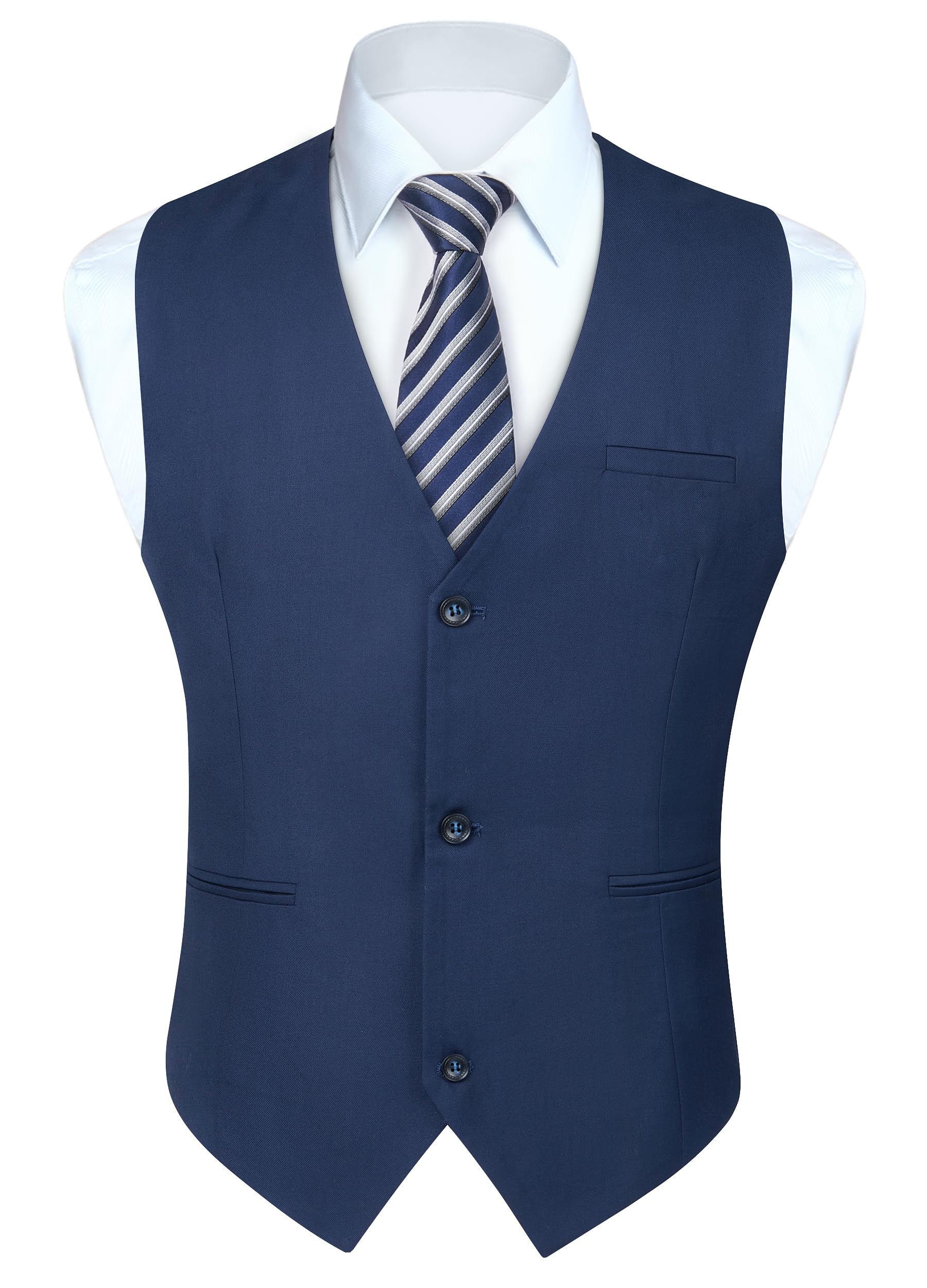 HISDERN Mens Suit Vest Business Casual Dress Waistcoat Vest Solid Color Formal Wedding Vests for Suits or Tuxedo