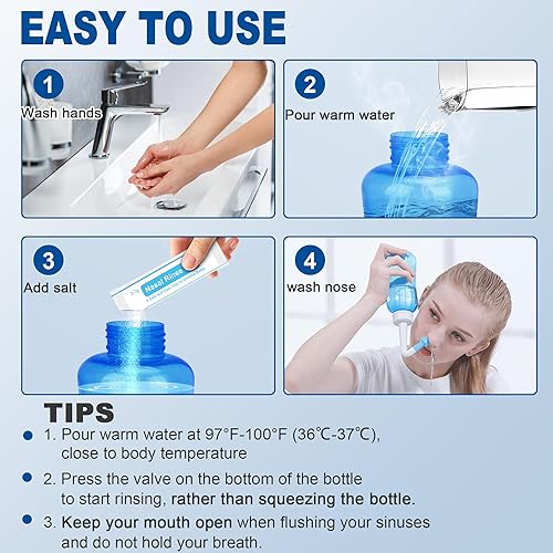 Miniatura 6 de Neti Pot - Kit de enjuague sinusal, botella de enjuague sinusal, limpiador de lavado de nariz, enjuague a presión para adultos y niños, botella de