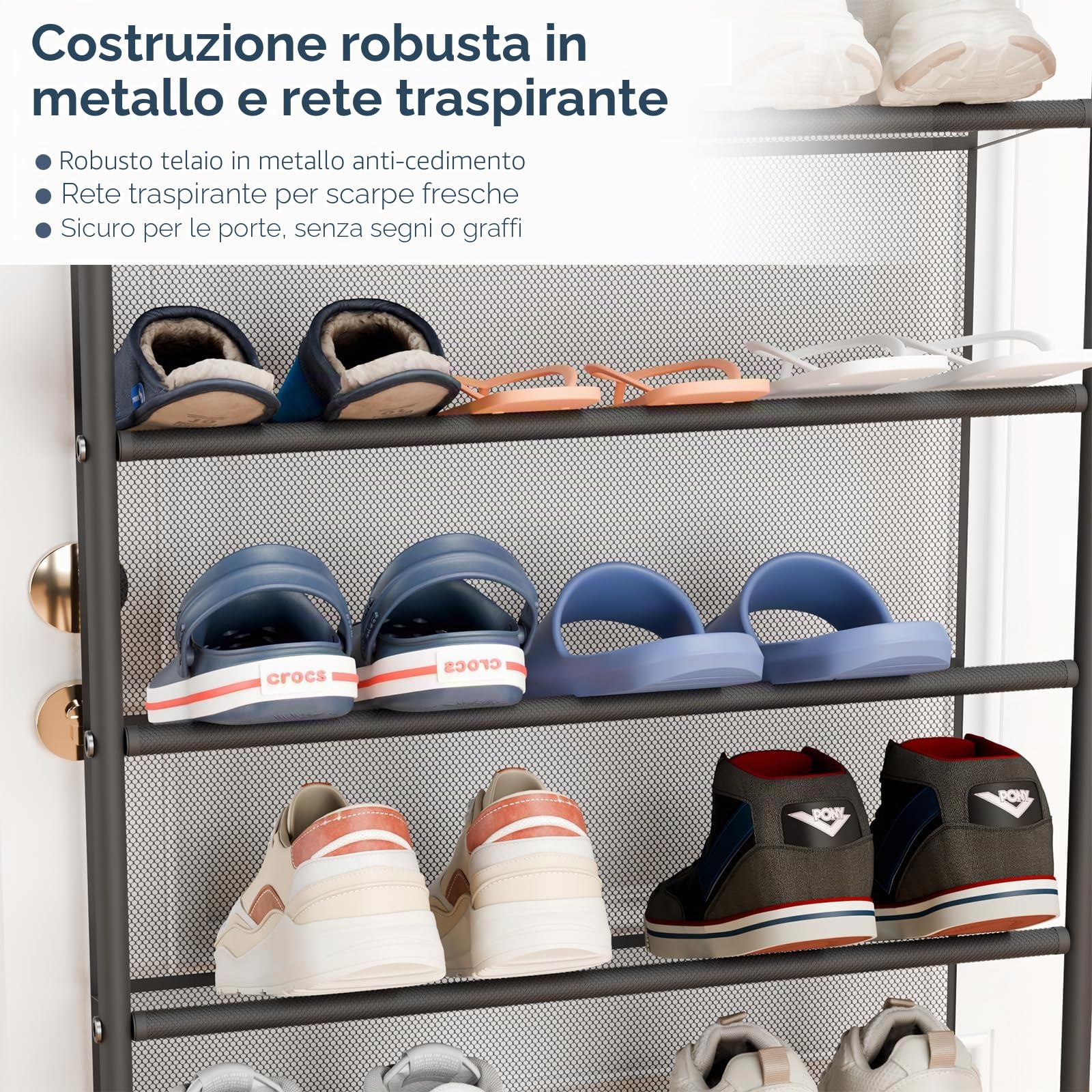 Whitmor - Scarpiera per 36 paia da appendere alla porta, grigio scuro