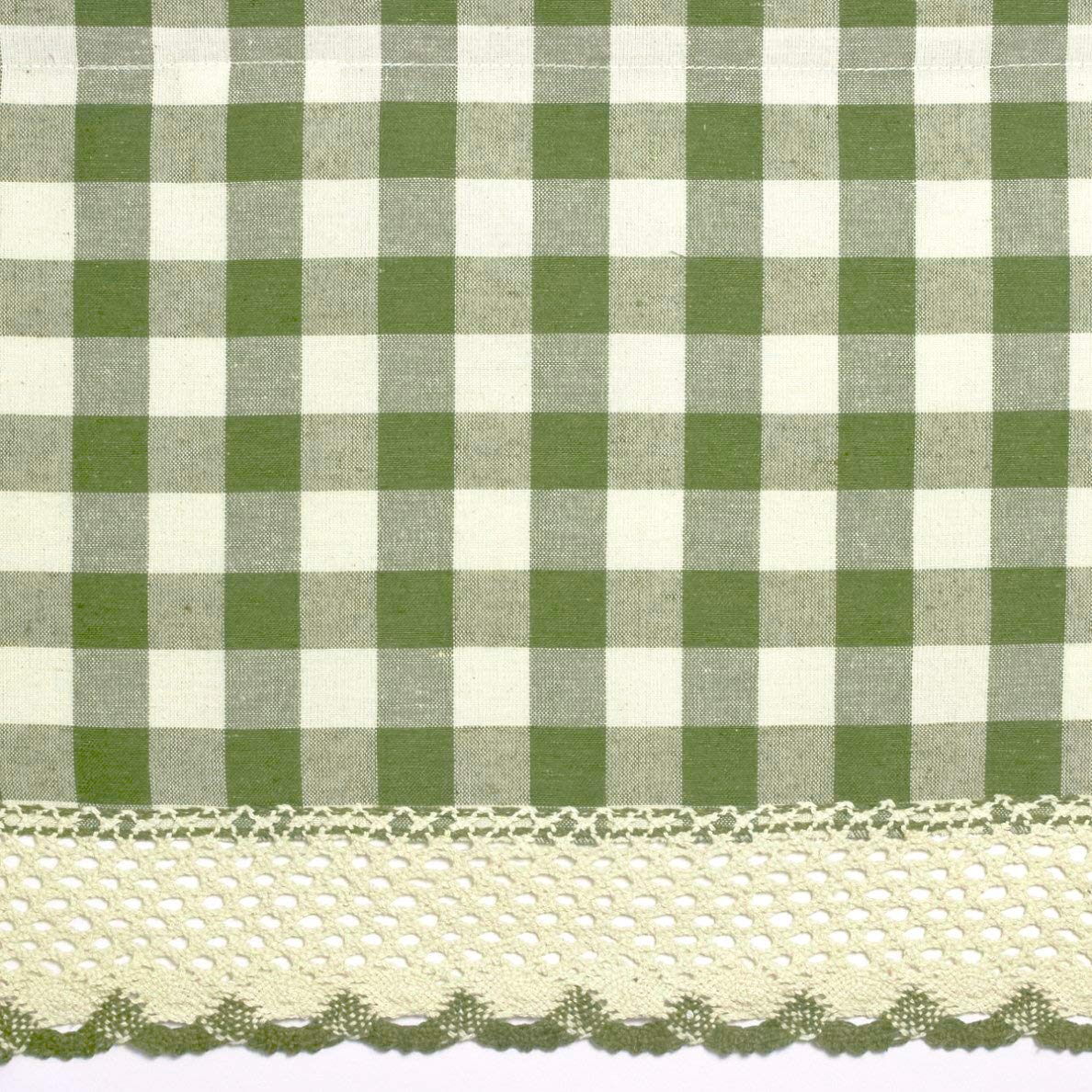 Woven Trends 3-Piece Tier and Valance Set, Window Kitchen Curtains Checkered Plaid Gingham Design, 29W x 24L Inches Farmhouse Tier Panels, Buffalo Cafe Curtain with Swag and Tier Pair Set, Sage