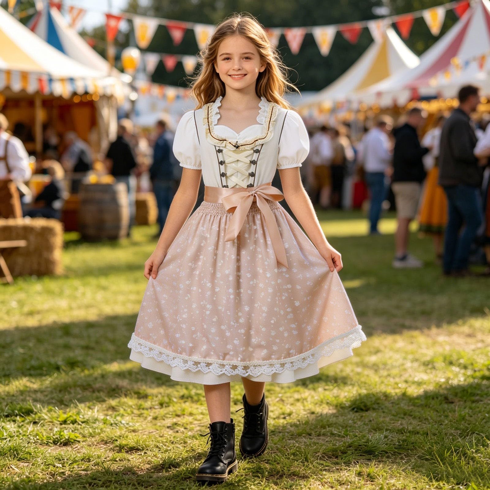 Dirndl dziewczęca bluzka i fartuch w tradycyjnym stylu dla dzieci, dziewczynek, fartuch do stroju bawarskiego