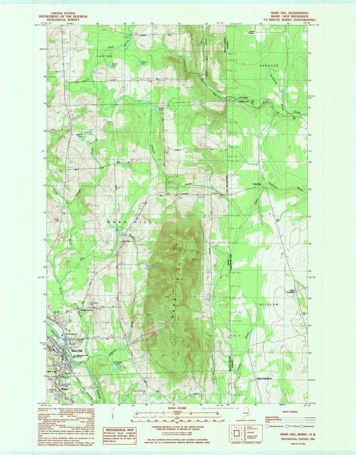 YellowMaps Mars Hill ME topo map, 124000 Scale, 7.5 X 7.5