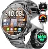 LIGE Smart Watch Militar para Hombre, Batería 1400mAh 60 Días, Smartwatch HD de 1.85" con Linterna LED, 100+ Modos Deportivos, IP68 Resistente al Agua, Podómetro, Reloj Fitness para Android iOS 1