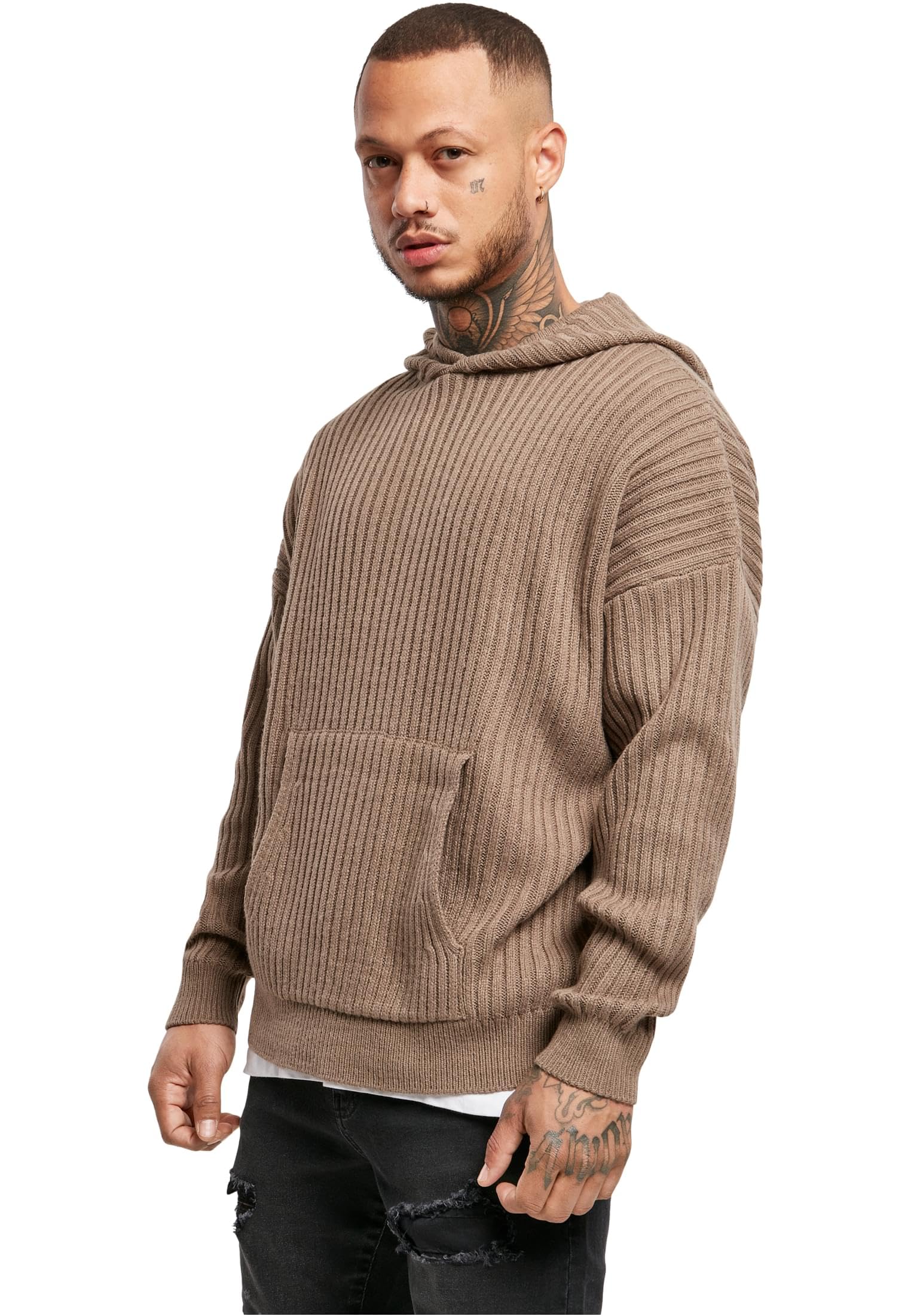 Urban Classics Men's Darkkhaki Knitted Hoody Hooded Sweatshirt, S