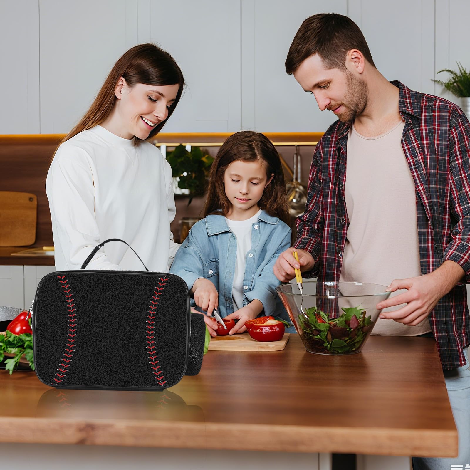 Baseball Lunch Box for Boy Girl,Softball Lunch Bag for School Camping, Portable Large baseball Lunch tote bag for Kids Student School Office Travel Beach Picnic Hiking