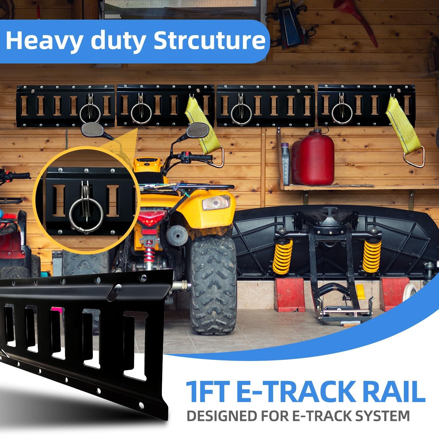 8PCS 1FT E-Track Tie Down Rails Kit Used As Tie Down Anchor Point for Trailers,Pickups,Vans,Trucks