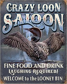 AMERICAN LUXURY GIFTS Crazy Loon Saloon - Rustic Vintage Western Wall Decor for Man Cave Bar Garage - 8x10 Unframed Print