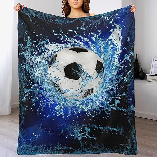 Miniatura 2 de Manta de fútbol deportiva, regalos de pelota de fútbol para niños y hombres, manta de fútbol para sofá de invierno, sofá, cama, forro polar de