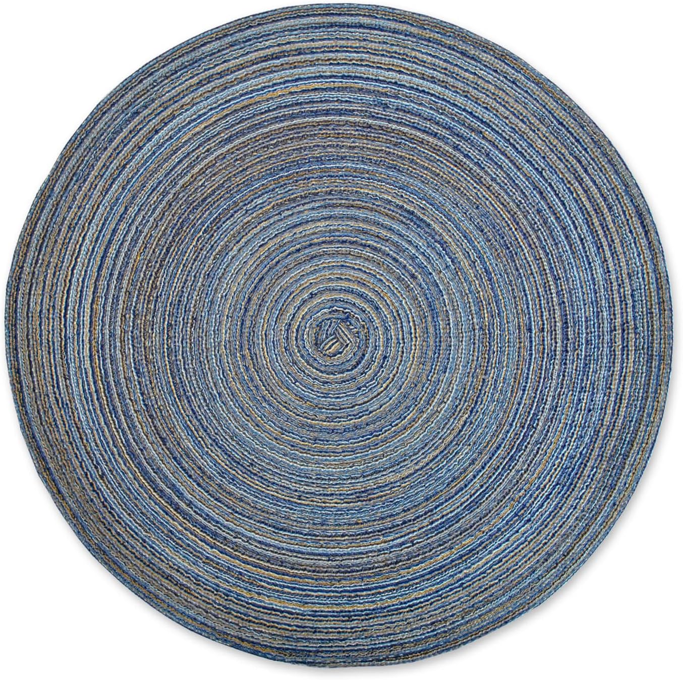 Variegated Blue Round Woven Polypropylene Placemats, 15" Set of 6