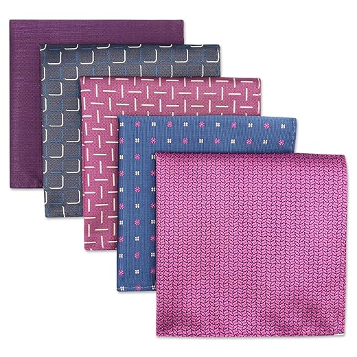 SHLAX&WING Assorted Silk Pocket Squares Five-Pack