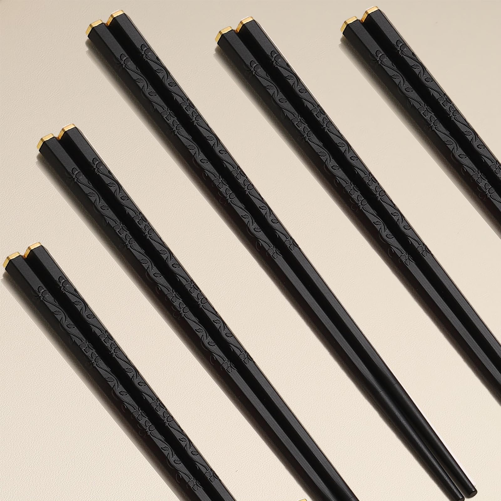 Chopsticks, ITXIYC 5 Pairs Fiberglass Chopsticks - Reusable Japanese Chinese Chopsticks Dishwasher Safe, Non-Slip,9.5 Inch- Black