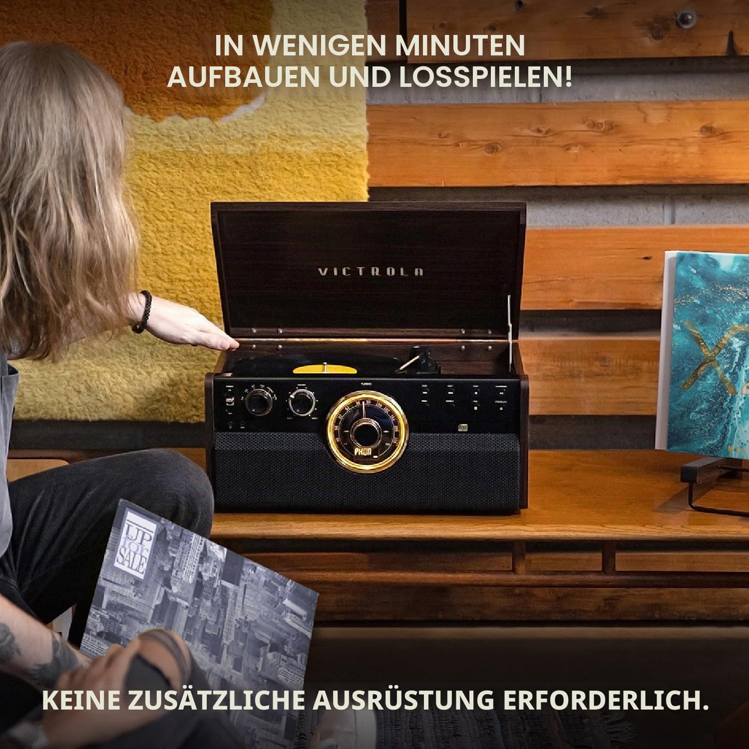 Victrola Empire - Holz 6-in-1 Bluetooth-Plattenspieler - Farmhouse Walnuss