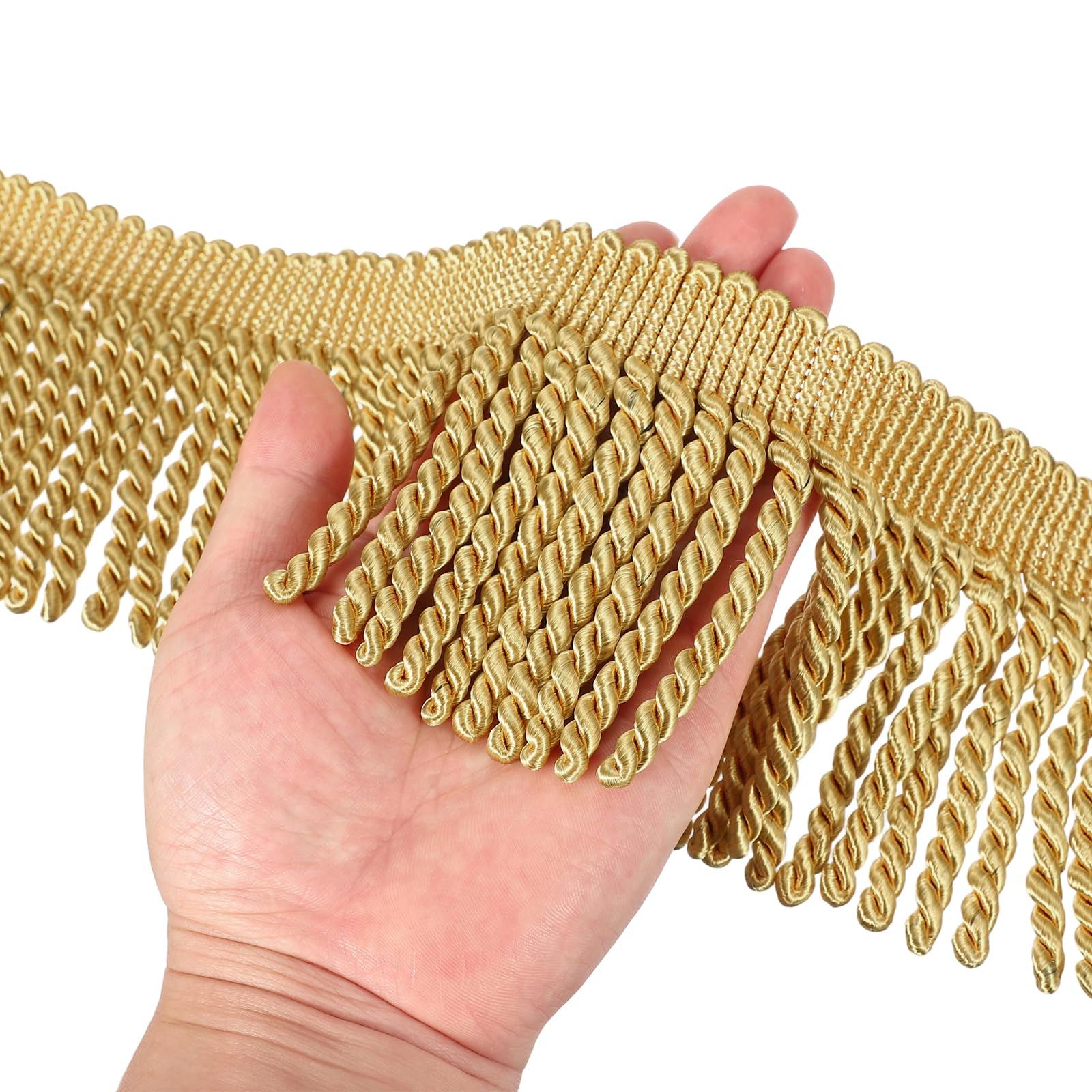 PATIKIL Gold Fringe Trim, 5 Yards x 4inch Fringe Trim Curtain Tassel Thick Long Fabric Sewing for Curtain Sofa Clothes DIY Decoration