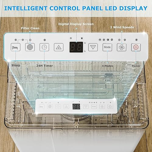 Miniatura 4 de ZAFRO Deshumidificador portátil de 55 pintas (máx.) de 2500 pies cuadrados, deshumidificador portátil con manguera de drenaje y modo de ropa seca,