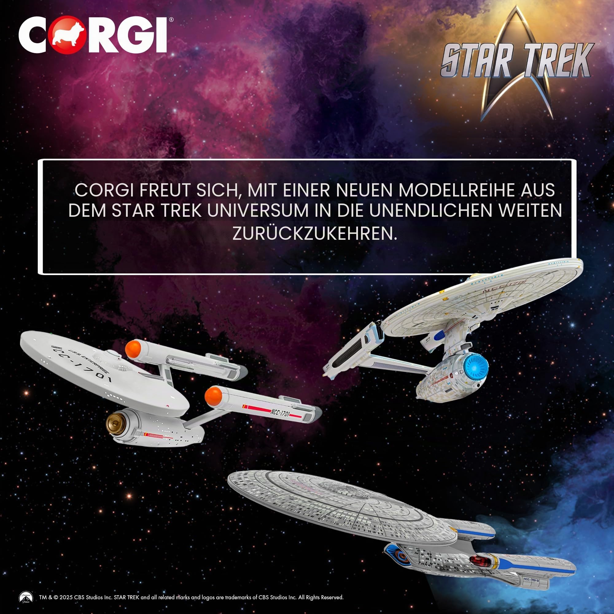 Corgi CC96611 Star Trek – USS Enterprise NCC-1701-D (The Next Generation) TV-Filmlizenz und Event-Druckguss-Sammelmodell