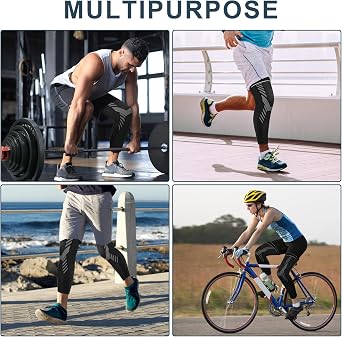 Full Leg Compression Sleeves Adjustable Long Knee Braces for Women and Men