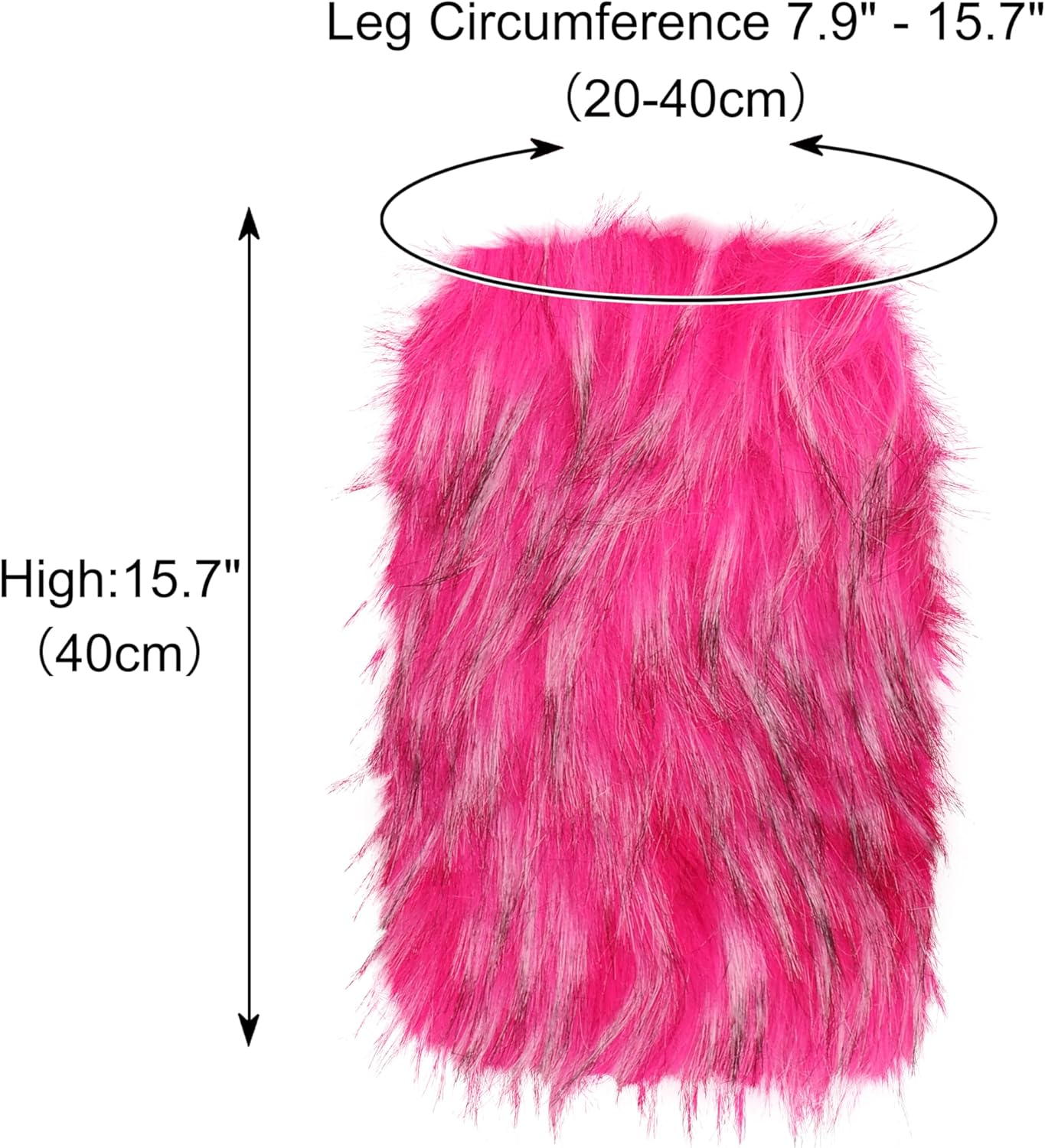 Faux Fur Leg Warmers for Womens Winter Furry Soft Foot Cuffs Girls Boot Covers Party Costumes - Image 3