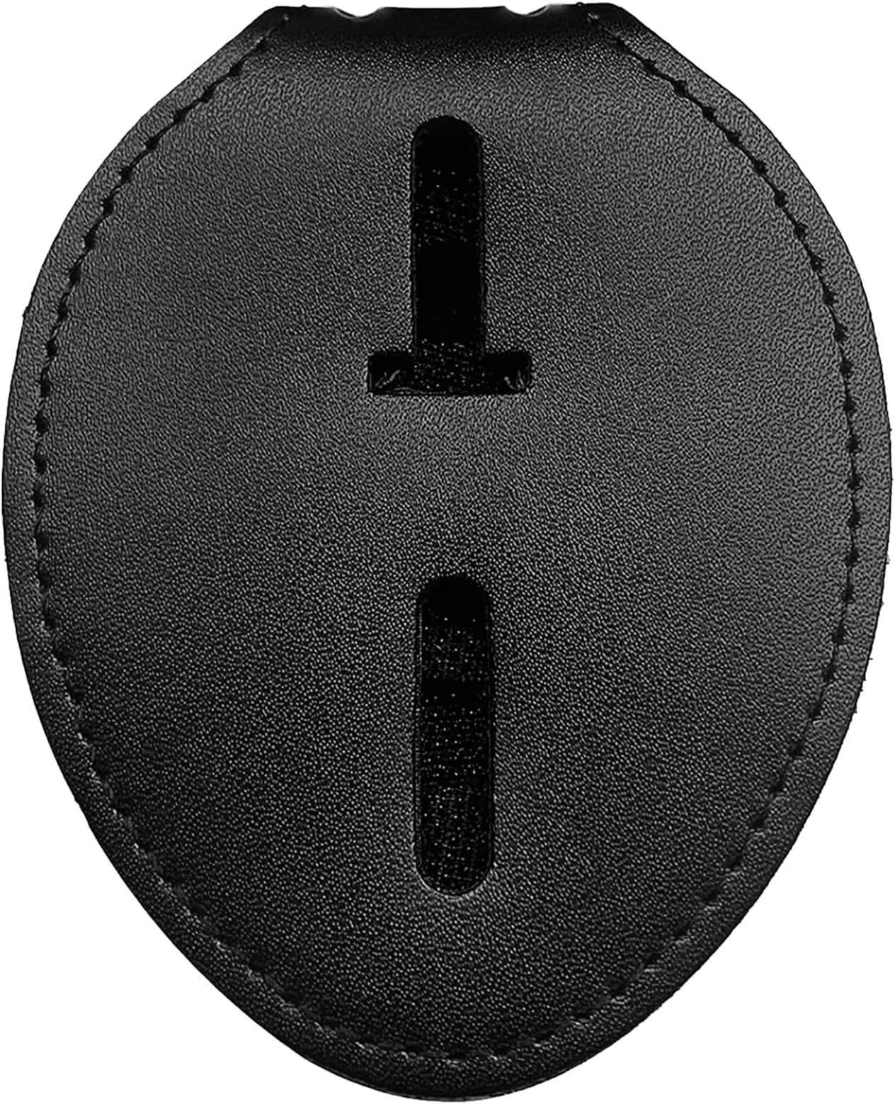 Police Badge Holder,Cowhide Universal Badge Holders Belt Clip,Metal Clip and Chain Included for Law Enforcement Officer Gifts (Black)