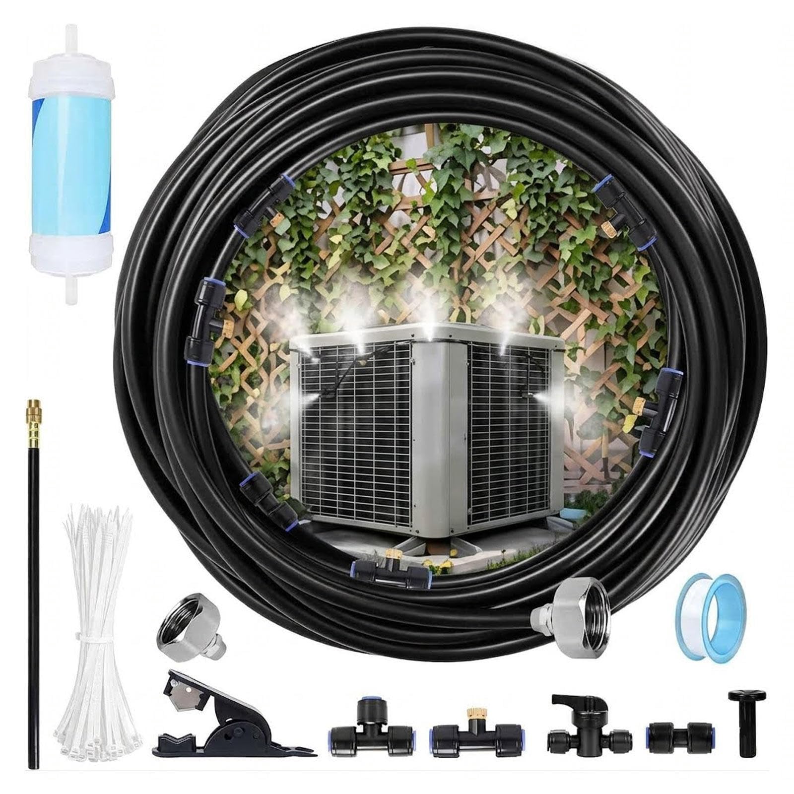 Condensatore AC Nebulizzatore D'acqua Da Esterno , Eco Raffreddamento Nebulizzatore Da Giardino , Montaggio Facile Nebulizzatore Terrazzo Per Condensatori Al Sole