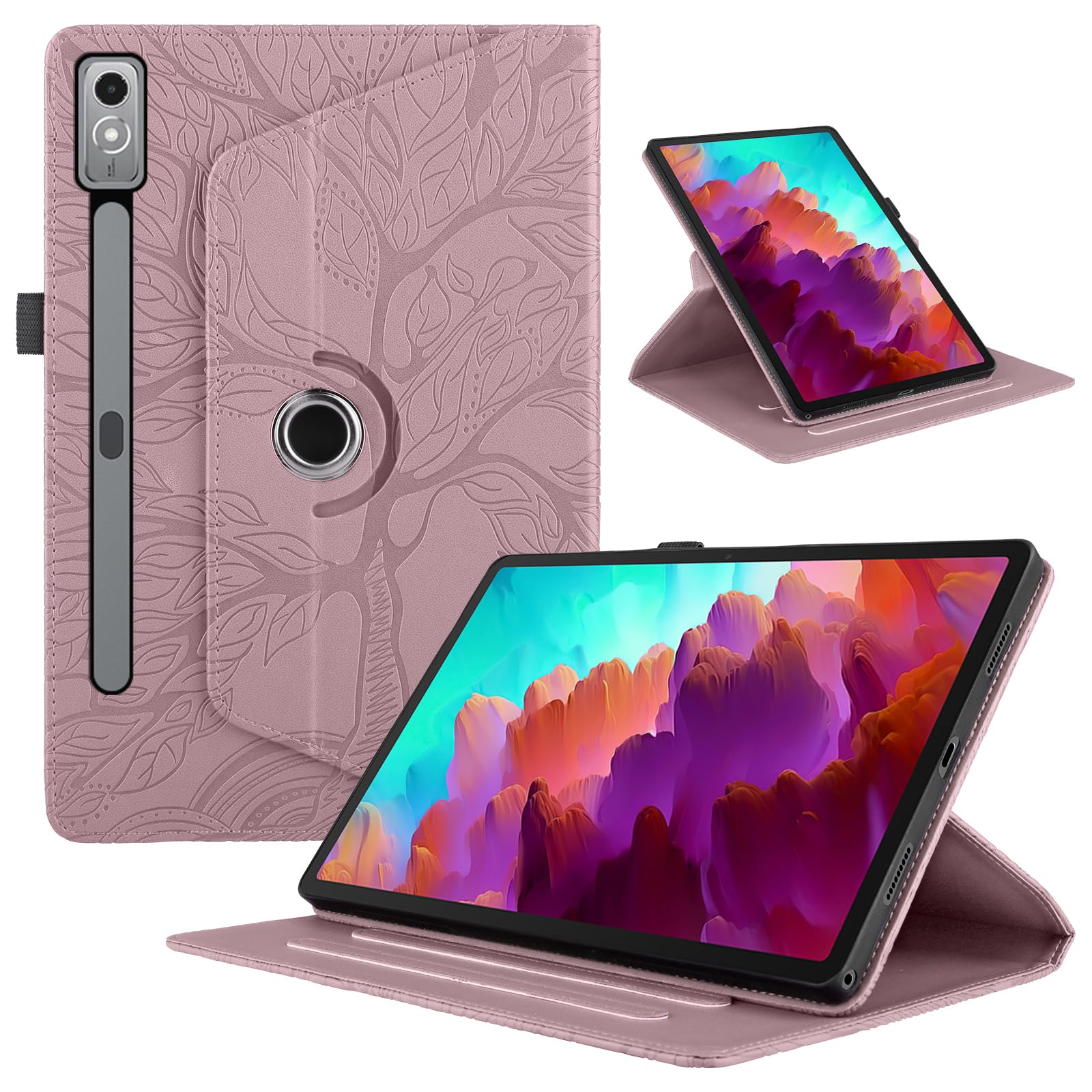 Funda para Samsung Galaxy Tab S9/ S8/ S7 11" (SM-X710/X700/T870) PU Cuero Tablets Protectora Cover 360°Carcasa Giratoria de ángulo Múltiple Stand Función Tablets Funda,Rojo Árboles — view 39