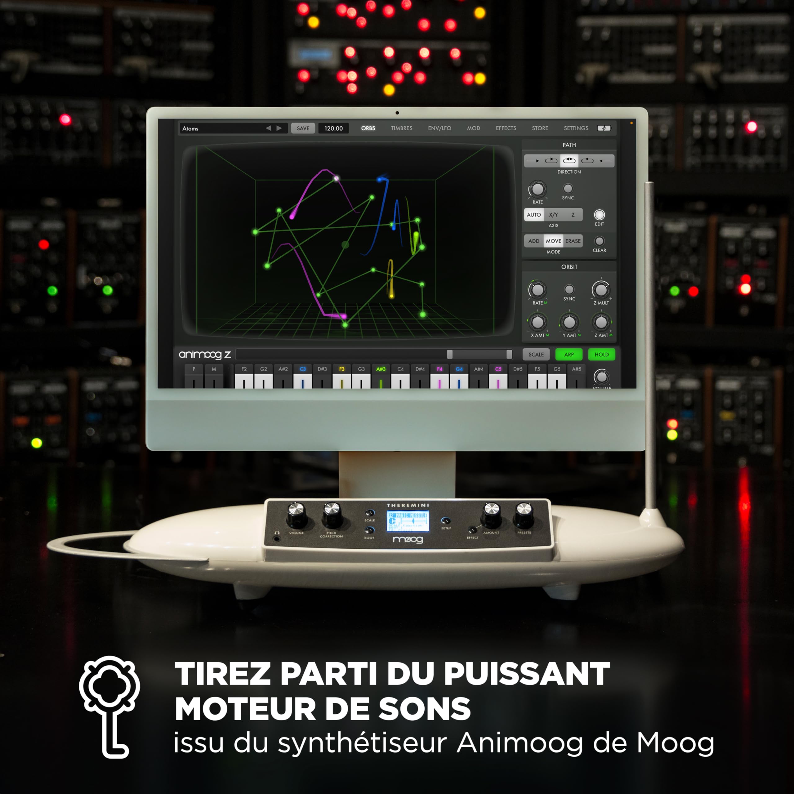 MOOG Theremini Synthétiseur Thérémine | Correction de Pitch, Sortie CV, Accordeur et Haut-Parleur Intégrés, Moteur de Synthèse AniMOOG, Écran LCD
