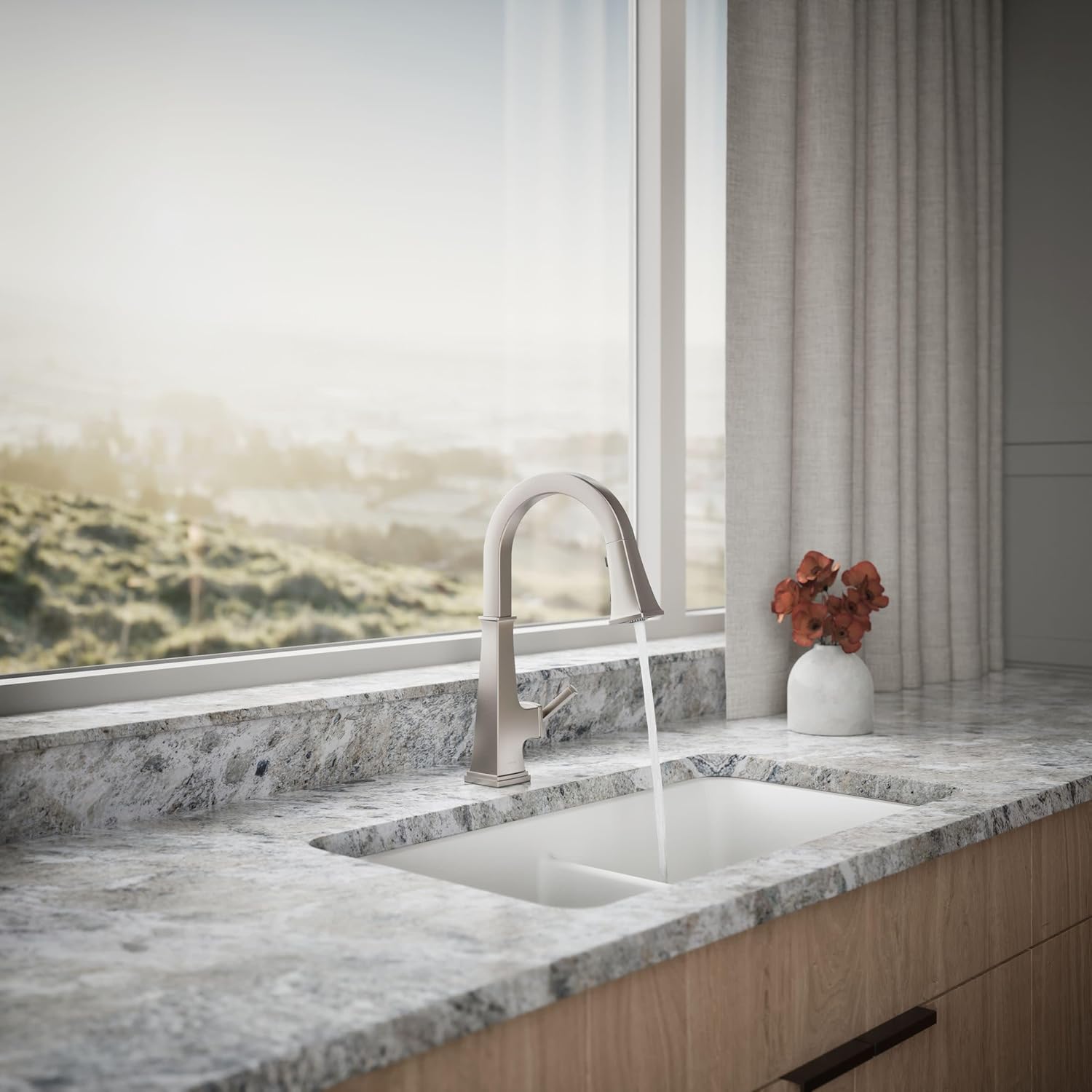 KOHLER 23830-VS RIff Single-Handle, Kitchen Sink Faucet with Pull-Down Sprayer, Vibrant Stainless